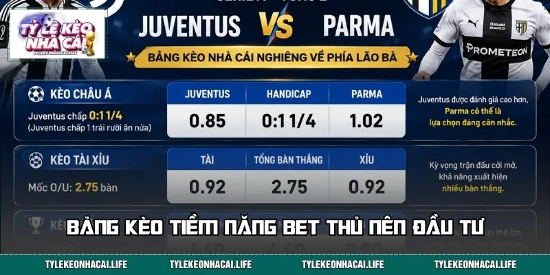 Bảng kèo tiềm năng bet thủ nên đầu tư