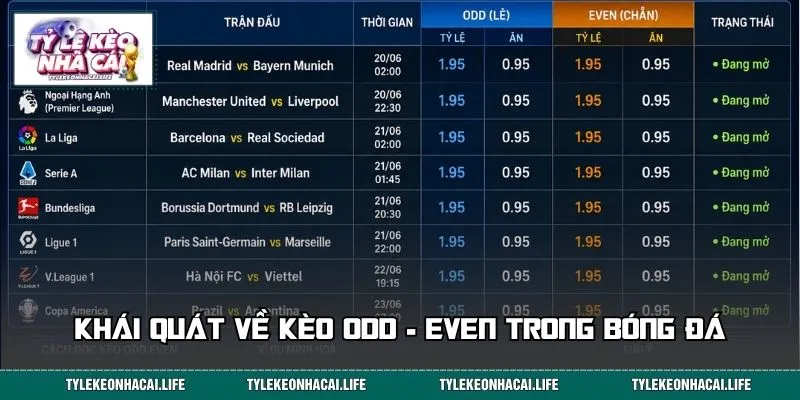 Khái quát về kèo Odd - Even trong bóng đá